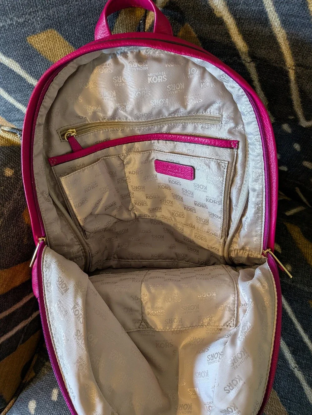 Sale NWOT Michael Kors Dragonfruit Magenta Leather Backpack Pebbled So Soft Rare